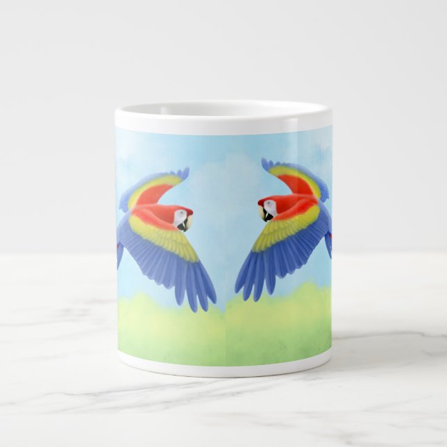 Caneca De Café Grande Papagaio-De-Escarlet Tropical (Frente)