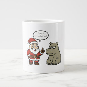 Caneca De Café Grande Papai Noel e Hipopótamo engraçados e fofos no Nata
