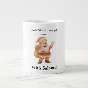 Caneca De Café Grande Papai Noel está chegando à cidade.. Com Salami!