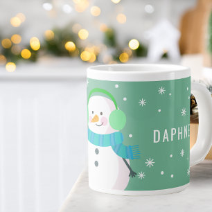 Caneca De Café Grande Papai Noel Festivo Floco de Neve Natal Personaliza
