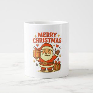 Caneca De Café Grande Papai Noel Fofo Arte de Natal – Feliz Natal