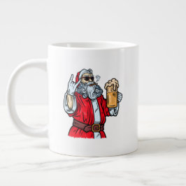 Caneca De Café Grande Papai Noel Mau, Rocha, Cerveja e Charuto