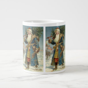 Caneca De Café Grande Papai Noel Vitoriano Antigo com Árvore de Natal