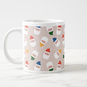 Caneca De Café Grande Papais noeis bonitos enfrentam o padrão de Natal