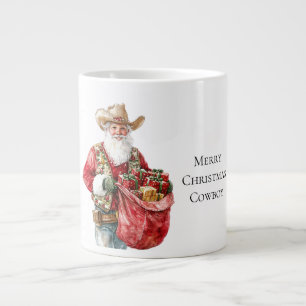 Caneca De Café Grande Papais noeis de vaqueiro do Natal Ocidental