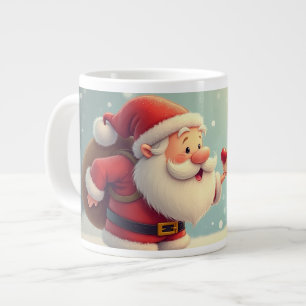 Caneca De Café Grande Papais noeis e Rudolph fofo, o Feliz Natal dos Dee
