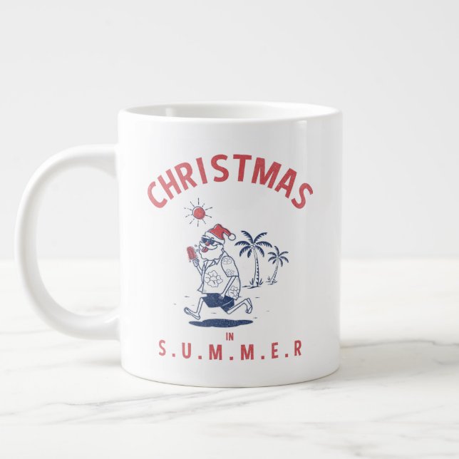 Caneca De Café Grande Papais noeis Engraçados No Natal Do Verão Em Julho (Esquerda)