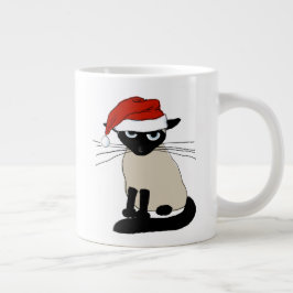 Caneca De Café Grande Papais noeis siameses | Feliz Natal Gato de Gatinh