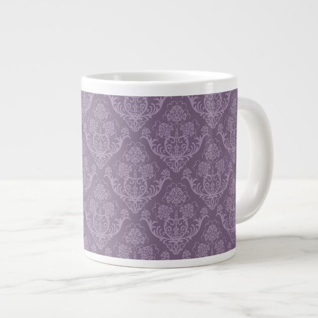 Caneca De Café Grande Papel de parede floral roxo (Frente Esquerda)