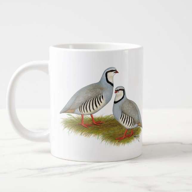 Caneca De Café Grande Par de Chukar Partridge (Esquerda)