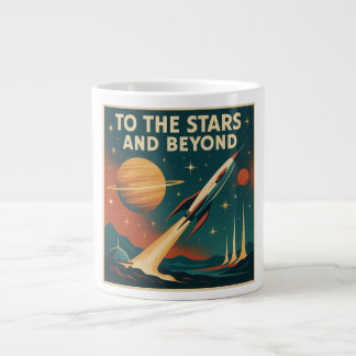 Caneca De Café Grande "Para As Estrelas E Além" Viagem De Espaço Vintage