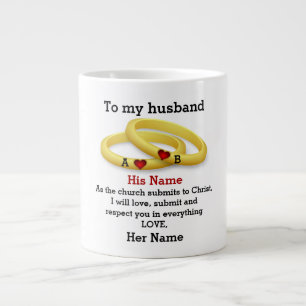 Caneca De Café Grande Para o meu marido por ele, monograma de casal de c