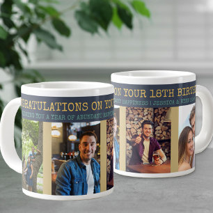 Caneca De Café Grande Parabéns pelos 18 anos 4 Fotos