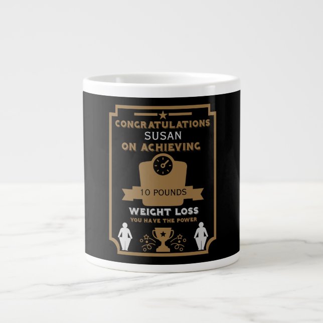 Caneca De Café Grande Parabéns por perda de peso (Frente)