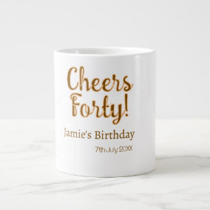 Caneca De Café Grande Parabéns quarenta laranja caligrafia aniversário n