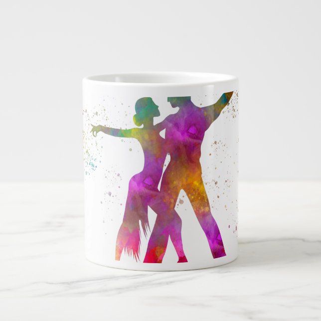 Caneca De Café Grande Pareja de baile en acuarela (Frente)