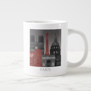 Caneca De Café Grande Paris Elevações por Noite - Vermelho