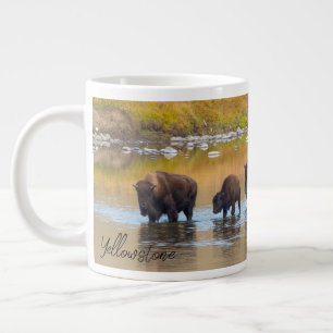 Caneca De Café Grande Parque Nacional de Bison River Crussing Yellowston