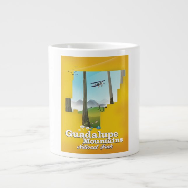 Caneca De Café Grande Parque nacional montanhas Guadalupe, mapa do Texas (Frente)