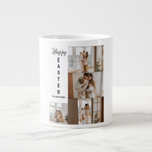Caneca De Café Grande páscoa moderna elegante, colagem fotográfica da fa