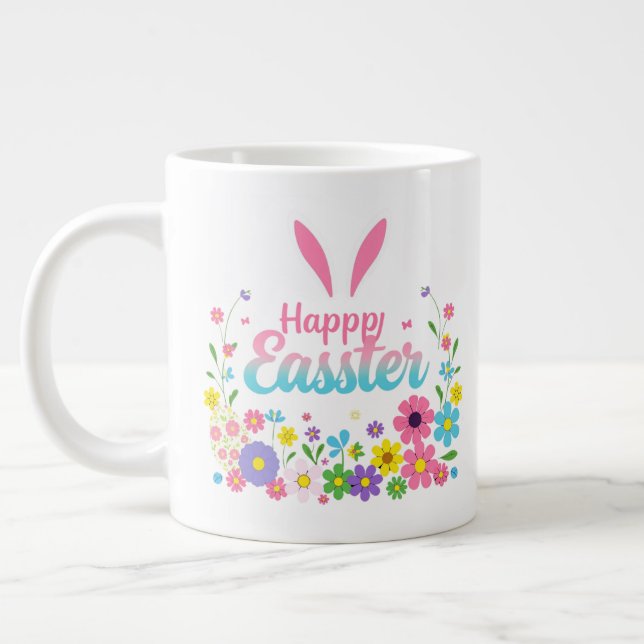 Caneca De Café Grande Páscoa Primavera de Páscoa felz pascoa de Coelho  (Esquerda)