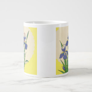 Caneca De Café Grande Páscoa Vintage, Flores de Íris de Jardim Roxo