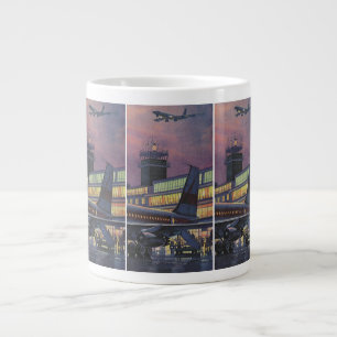 Caneca De Café Grande Passageiros de negócios vintage em avião no aeropo