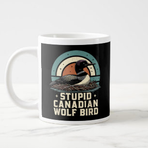 Caneca De Café Grande Passaro Lobo Canadense Estúpido