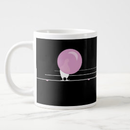 Caneca De Café Grande Pássaros Bublegum engraçados em preto-fio