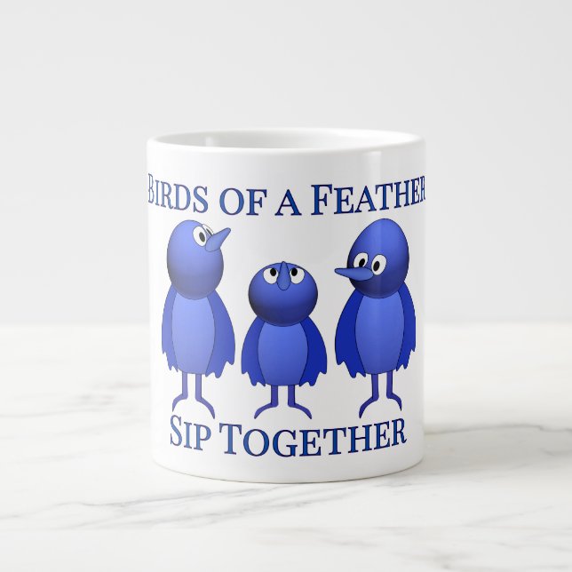 Caneca De Café Grande Pássaros de uma Pena Juntos (Frente)