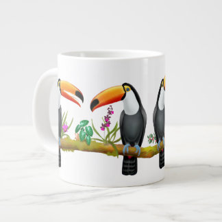 Caneca De Café Grande Pássaros tropicais tucanos Jumbo Mug