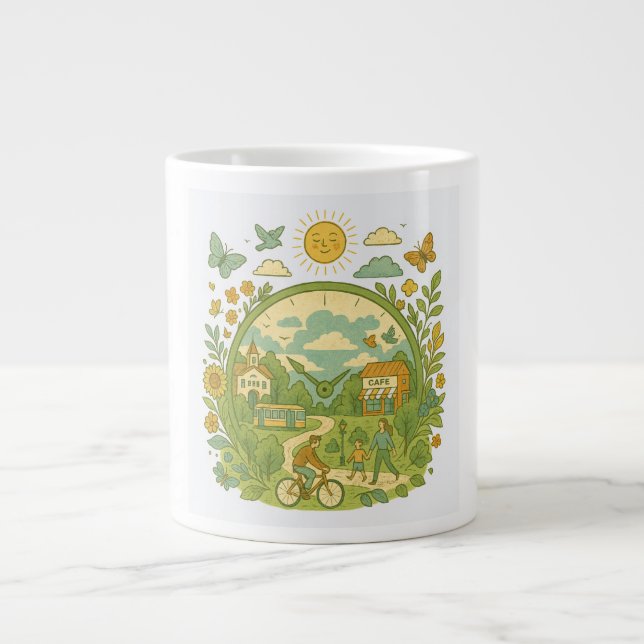 Caneca De Café Grande Passeio de bicicleta (Frente)