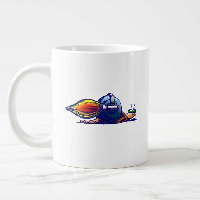 Caneca De Café Grande Passeio de Jetpack do Caracol Foguete (Esquerda)