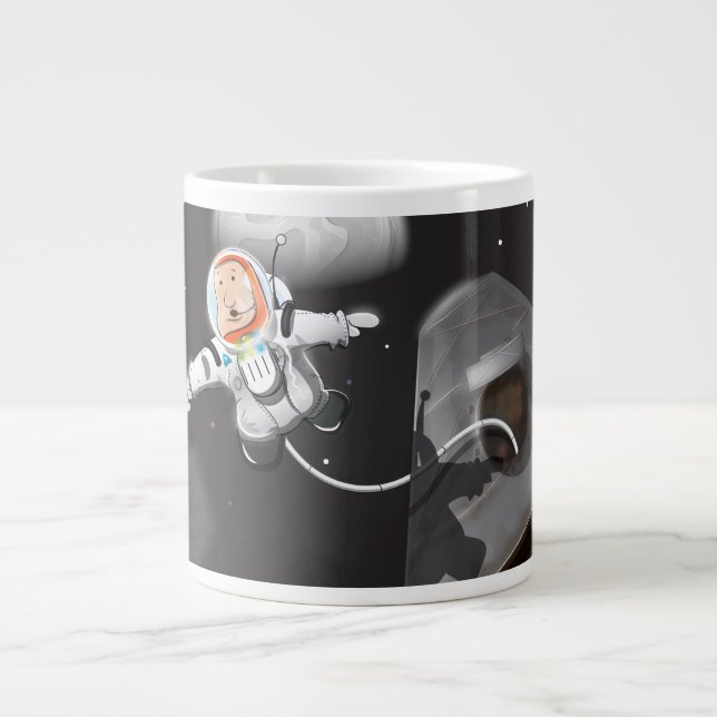 Caneca De Café Grande Passeio Espacial de Astronauta fora da cápsula (Frente)