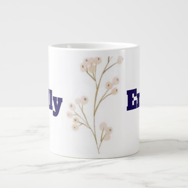 Caneca De Café Grande Pastel Floral Mug | Personalizado com seu nome (Frente)