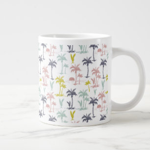 Caneca De Café Grande Pastel Palm Tree by the Beach Pattern