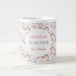 Caneca De Café Grande Pastel Rainbow Com Professor Incrível De Padrões C