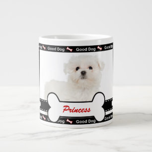 Caneca De Café Grande Pata de Fotos Personalizada de Cão Bom e Padrão Ós
