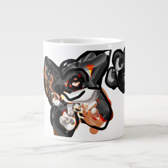 Caneca De Café Grande Pata de lobo no ar (Frente)