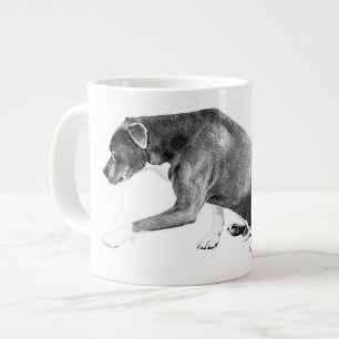 Caneca De Café Grande Pata Polita — Pitbull Mistura Monocromática