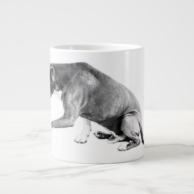 Caneca De Café Grande Pata Polita — Pitbull Mistura Monocromática (Frente)