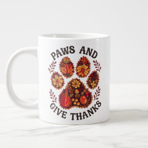 Caneca De Café Grande Patas e Dê Graças Dia de Ação de Graças de Cachorr