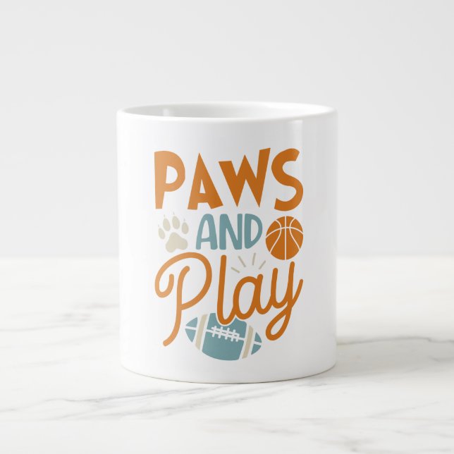 Caneca De Café Grande Patas E Esportes Divertidos (Frente)