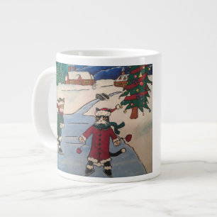 Caneca De Café Grande Patinação De Gelo Natal