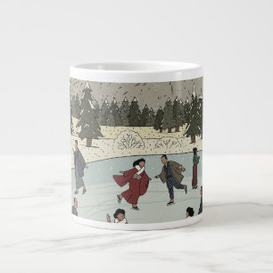 Caneca De Café Grande Patinação no Gelo Sazonal