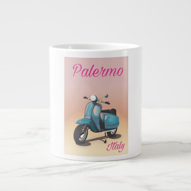 Caneca De Café Grande Patinete Palermo Itália (Frente)