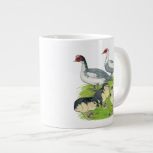 Caneca De Café Grande Patos Azul Família Muscovy