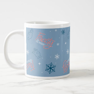 Caneca De Café Grande Patterno de Neve Azul Snowman