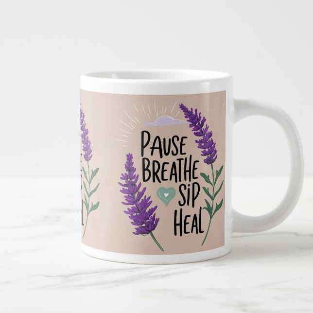 Caneca De Café Grande ✨ Pausa respiratória - cicatrização | Design (Direita)