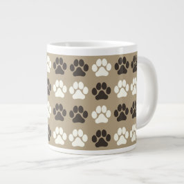 Caneca De Café Grande Paw Print Pattern Earthy Sand